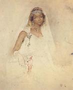 Mariano Fortuny y Marsal Portrait d'une jeune fille marocaine,crayon et aquarelle (mk32) oil painting reproduction